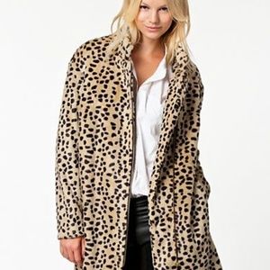 NWT Malene Birger Leopard Faux Fur Coat Sz US 2/4